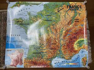 希少 レア 大判 フランス製 地図 MAP 95cm x 114cm 防水加工 壁掛け ディスプレイ 1992年 FRANCE パリ インテリア 海外 ヨーロッパ 