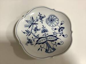 2326◆Meissen マイセン ブルーオニオン 輪花皿 変形プレート 箱無し 保管品 洋食器 中皿