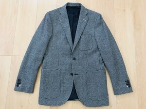 【美品】MALE&Co.★千鳥格子★カシミヤ混起毛ウールジャケット★黒×白★M