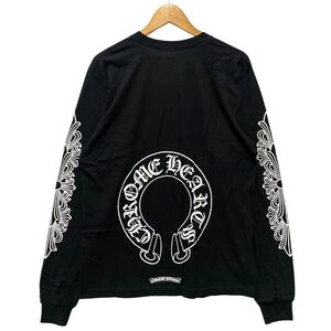 CHROME HEARTS クロムハーツ ホースシュー フローラルクロス プリント ロングTシャツ ブラック サイズL 正規品 / 35889