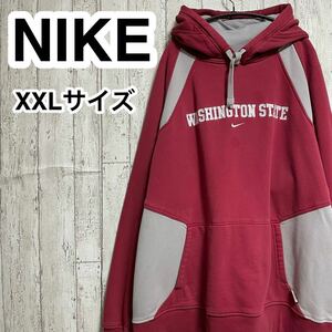 ☆送料無料☆ カレッジ ワシントン州立大学 NIKE ナイキ スウェットパーカー XXL レッド ビッグサイズ ラグランスリーブ 22-202