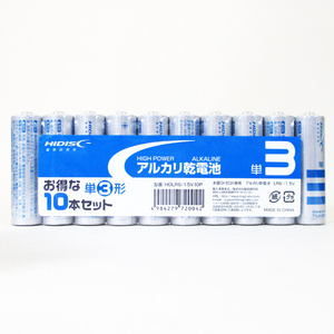 送料無料 単3アルカリ乾電池 単三乾電池 HIDISC 10本組ｘ１０パック/卸