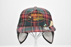 未使用 タグ付 UNION TWO HORSE イヤーフラップ キャップ Mサイズ 赤チェック[HUNTING][Satisfaction][耳当て][狩猟][射撃][帽子][レトロ]