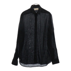 SAINT LAURENT PARIS サンローランパリ Sheer Shirt 564172 Y532U ロングスリーブシアーシャツ ボタンダウン長袖シャツ ブラック