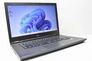 1円スタート ノートパソコン Windows11 NEC VersaPro VKL21A 大画面 15.6インチ 第8世代 Core i3 SSD256GB メモリ4GB DVDドライブ