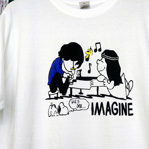 送込【IMAGINE×PEANUTS】WAR IS OVER★パロディ★John Lennon★ホワイト★S~XLサイズ