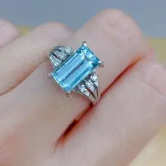 Pt850 アクアマリン2.18ct リング#12