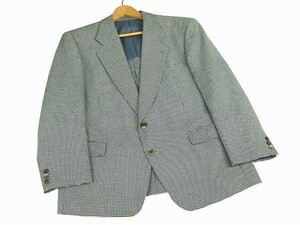 美品*LANVIN ランバン*青×白*極小チェック*立体シアサッカー地*清涼*メンズ*2釦*テーラードシングルジャケット*ST50~56*Ｌ相当*春夏