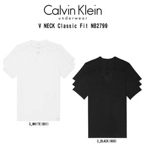 カルバンクラインCalvin Klein ck メンズVネックTシャツ 半袖3枚セット コットンストレッチ Classic Fit NB2799 新品未使用 箱無し