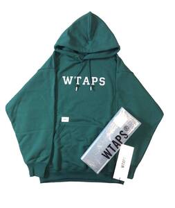 未使用 WTAPS ダブルタップス 24SS ACADEMY / HOODY / COLLEGE アカデミー スウェット パーカー フーディー 04 グリーン 241ATDT-CSM04