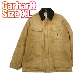 Carhartt トラディショナルコート ダックジャケット ワーク XL カーハート アクティブ デトロイト チョアコート カバーオール キャメルs75