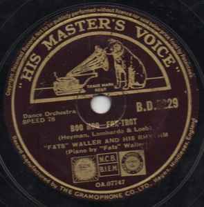 英78RPM/SP Fats Waller & His Rhythm Boo Hoo / The Love Bug Will Bite You BD5229 His Masters Voice /00500