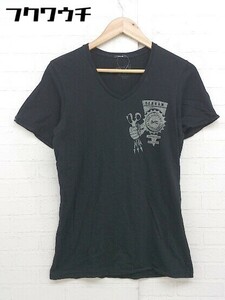 ◇ DENHAM デンハム プリント 半袖 Tシャツ カットソー サイズXS ブラック メンズ