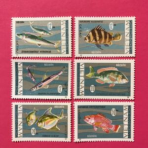 外国未使用切手★北ベトナム 1967年 魚 6種