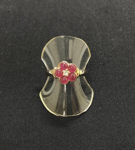 【質屋 尾張屋商店 東京】 ☆仕上済☆ 750YG K18YG ルビーダイヤモンドレディースリング #12 1.40ct 0.04ct 