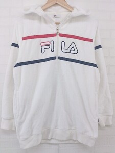 ◇ FILA × CECIL McBEE コラボ 起毛 長袖 ジップアップ パーカー サイズM ホワイト ネイビー レッド レディース P