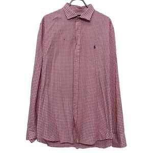 POLO Ralph Lauren 長袖 チェックシャツ XL ピンク ホワイト ポロラルフローレン ビッグサイズ ギンガム 古着卸 アメリカ仕入 a611-5667