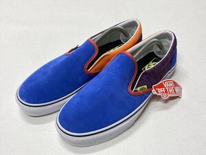 レア!! VANS SLIPON 水色系xオレンジ系ｘ紫 スエード キャンバス US10.5 (28.5cm) アメリカ企画限定!! スリッポン バンズ