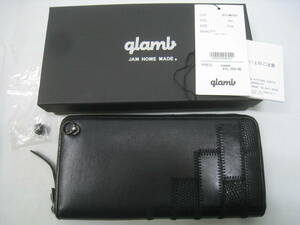 定価38500円 JAM HOME MADE glamb グラム 長財布 ジッピー ラウンドファスナー レザー パッチワーク 黒 ブラック ジャムホームメイド