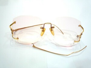 1000円スタート 眼鏡 HOYA EJV III K18 18金 125 フレーム無 度入り眼鏡 総重量約48.5g めがね ファッションアイテム 7 PP1014