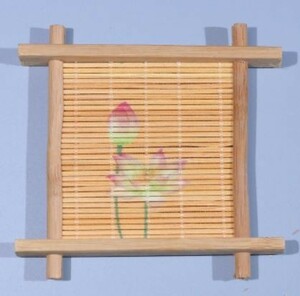茶托 コースター 井の字型 和モダン 竹製 6枚セット (蓮の花, Aタイプ)