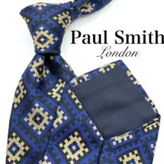 【極美品】 Paul Smith ポールスミス 格子 総柄 ネクタイ 光沢感