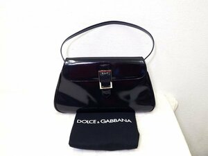 7028 美品 ☆ Dolce & Gabbana エナメル レザー ハンドバッグ ショルダー バッグ 肩掛け イタリア製 ドルチェ & ガッバーナ