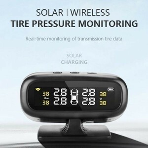 TPMS タイヤ 空気圧 警報 監視 システム スマート ソーラー 圧力 モニター 4センサー バルブ アラーム 温度 警告 燃料 便利