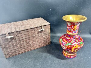 埼玉戸田店【中古品】01-33 骨董品 花瓶 七宝焼 陶器 工芸品 花器 ケース付属