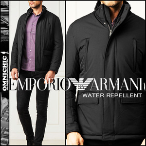 贅沢ストレッチ■新品【EMPORIO ARMANI】極上の着心地ストレッチ撥水ポリエステル中綿フィールドジャケット52/L～XL/エンポリオアルマーニ