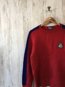 633☆【90s アメカジ ヴィンテージ ウールニットセーター】RALPH LAUREN ラルフローレン M