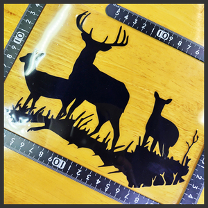 鹿 ステッカー L-Size 20×14 (cm) 　[Black]　Deer01B [●匿名配送● シカ バンビ ディア 野生 動物 自然 山 アウトドア アート]