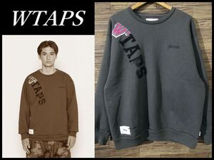 ◆ 希少 04 (XL) WTAPS ダブルタップス 20AW 202ATDT-CSM18 KATZ CREW NECK / COPO ロゴ プリント 裏起毛 クルーネック スウェット グレー