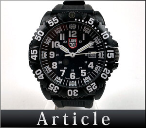 204883◆美品 動作確認済 LUMINOX ルミノックス ネイビーシールズ 腕時計 クォーツ 3050/3950 デイト 樹脂 ブラック メンズ/ D