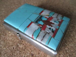 ZIPPO 『Indian art turquoise インディアン アート ターコイズ』2004年5月製造 トルコ石 ナバホ族 オイルライター ジッポ－ 廃版激レア