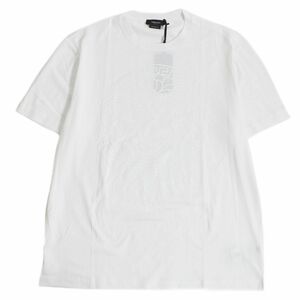 未使用品□2020年製 VERSACE/ヴェルサーチ A85172 MICHEL FIT メデューサ ロゴプリント ラメ 半袖Tシャツ/カットソー ホワイト L 伊製