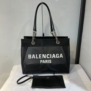 Balenciaga バレンシアガ logo print ロゴプリント mesh bag メッシュバッグ BLACK ブラック pouch set ポーチセット 677300