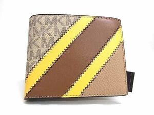 ■新品■未使用■ MICHAEL KORS マイケルコース MK柄 PVC 二つ折り 財布 ウォレット 札入れ 小銭入れ アイボリー系×ブラウン系 BI1667