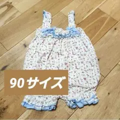 ベビー 子供服 ノースリーブ ロンパース サロペット 90サイズ 花柄 フリル