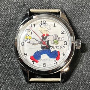 POPEYE&OLIVE OYL ポパイ オリーブ K.F.S. 手巻き 腕時計 SWISS MOVT レトロ 当時物 希少