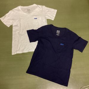 FRUIT OF THE LOOM Blue Blue 半袖 Vネック Tシャツ 半袖Tシャツ　白 ネイビー　2枚セット　メンズ　サイズL ハリウッドランチマーケット