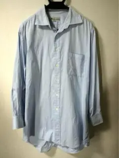 Aquascutum ワイシャツ カッタウェイ ホリゾンタルカラー ブルー XL