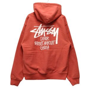 STUSSY ステューシー DOVER STREET MARKET GINZA ロゴ スウェット パーカー レッド サイズXL 正規品 / 36456