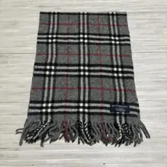 【美品】バーバリー ロンドン Burberry マフラー グレー ウール100%