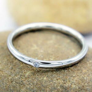 指輪 レディース メンズ リング サージカルステンレス シルバー 一粒 甲丸 幅2mm 結婚指輪 ピンキーリング 【2号】