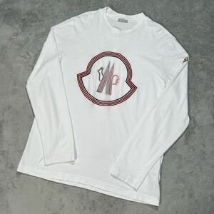 1円　美品　MONCLER モンクレール　マグリア　長袖　Tシャツ 長袖Tシャツ ビッグロゴ Lサイズ ホワイト　8304