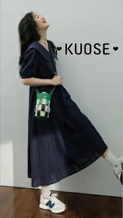 新品タグ付★KUOSE ボックスカラーパフスリーブワンピース 0530