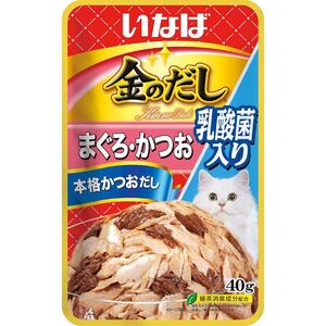 （まとめ買い）いなばペットフード 金のだしパウチ 乳酸菌入り まぐろ・かつお 40g 猫用フード 〔×48〕