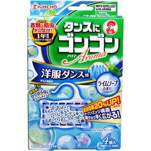 【まとめ買う】タンスにゴンゴン アロマ 洋服ダンス用 ライムソープの香り １年防虫 ４個入×8個セット