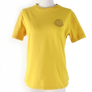 美品☆MONCLER モンクレール 21SS T-SHIRT コットン100％ デカロゴワッペン付 半袖Ｔシャツ マスタード系 XS 正規品 レディース